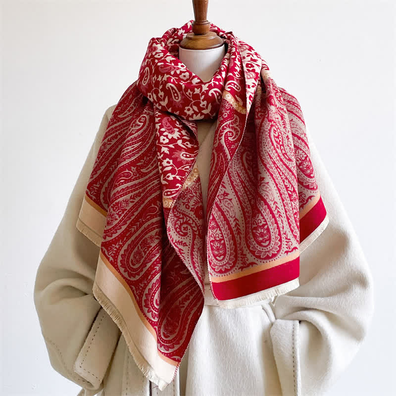 Buddha Stones Sciarpa reversibile con motivo floreale paisley a tralci, ideale per primavera e autunno. - image 13