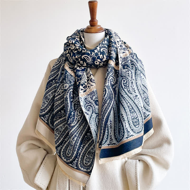 Buddha Stones Sciarpa reversibile con motivo floreale paisley a tralci, ideale per primavera e autunno. - image 11