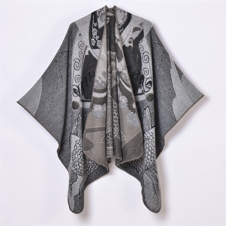 Buddha Stones Autunno Inverno Koi Pesci Nuvole Sciarpa morbida drappeggiata orientale - Grigio tenue - 130x150 cm - image 10