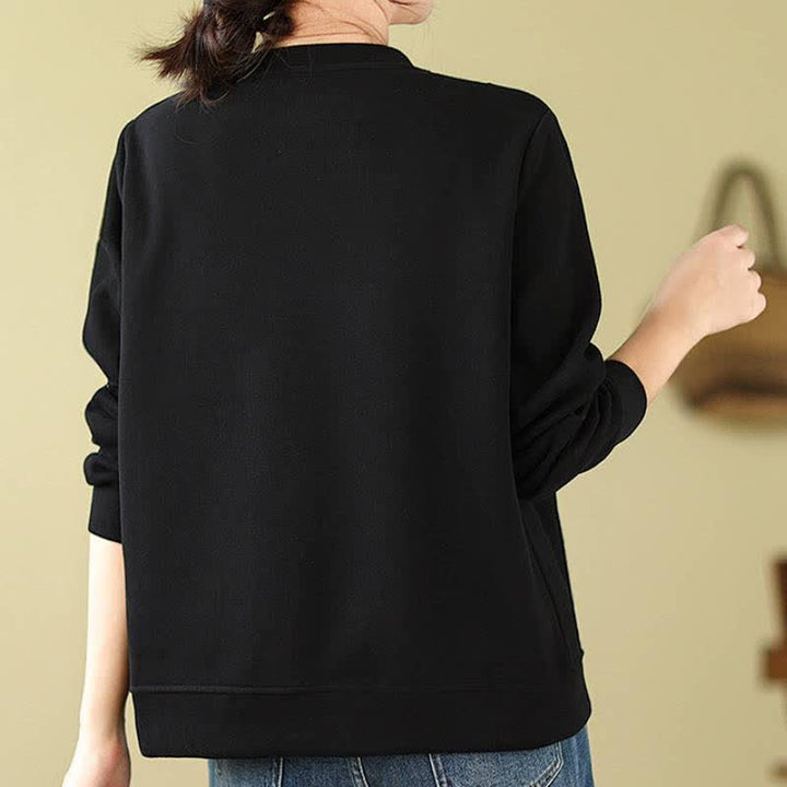 Buddha Stones Maglia da donna minimalista a girocollo con coulisse, tinta unita, autunno/inverno. - image 12