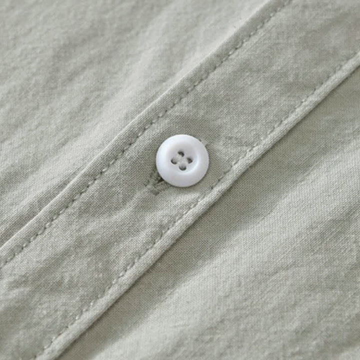 Buddha Stones Camicia da uomo a maniche lunghe in cotone tinta unita, stile primaverile, casual e minimalista, con bottoni. - image 14