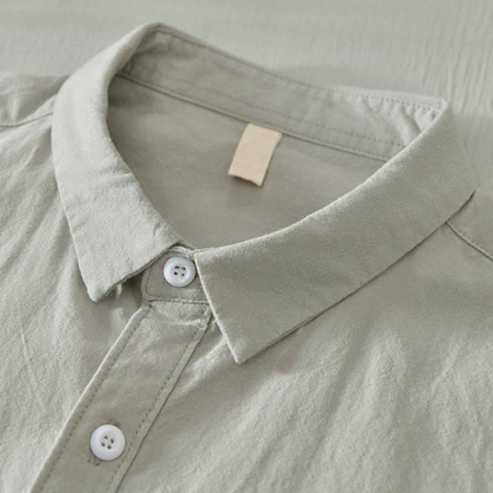 Buddha Stones Camicia da uomo a maniche lunghe in cotone tinta unita, stile primaverile, casual e minimalista, con bottoni. - image 17