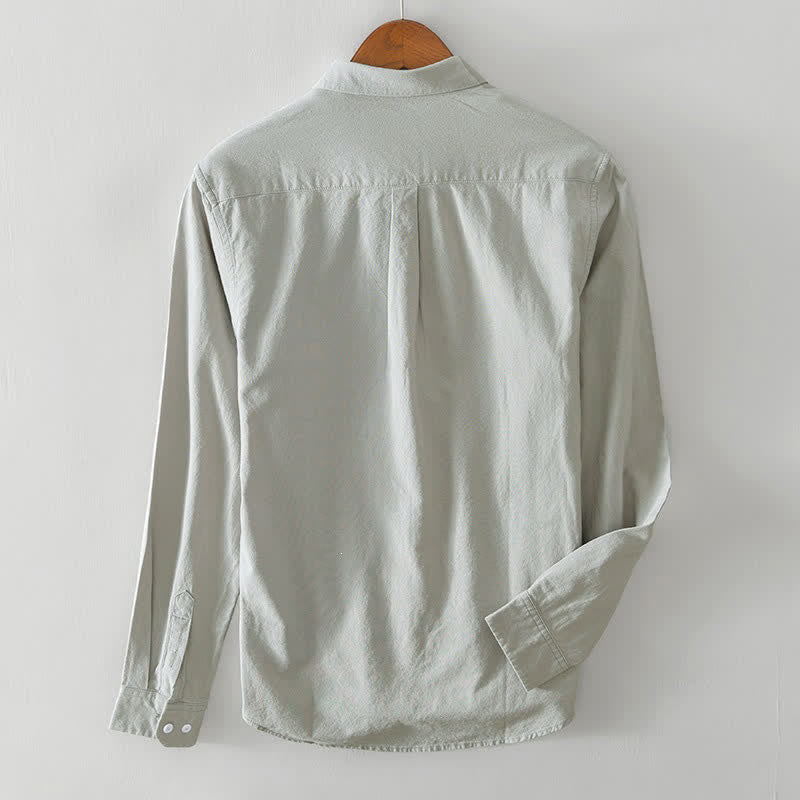 Buddha Stones Camicia da uomo a maniche lunghe in cotone tinta unita, stile primaverile, casual e minimalista, con bottoni. - image 12