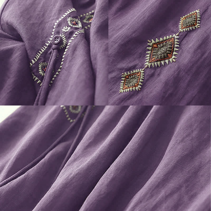 Gonna da donna di lunghezza 7-8 con ricamo etnico vintage a bottoni e motivo Buddha Stones. - image 3