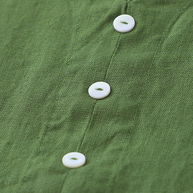 Abito midi senza maniche a tinta unita con scollo a V e bottoni semplici, modello Buddha Stones Daily Casual. - image 13