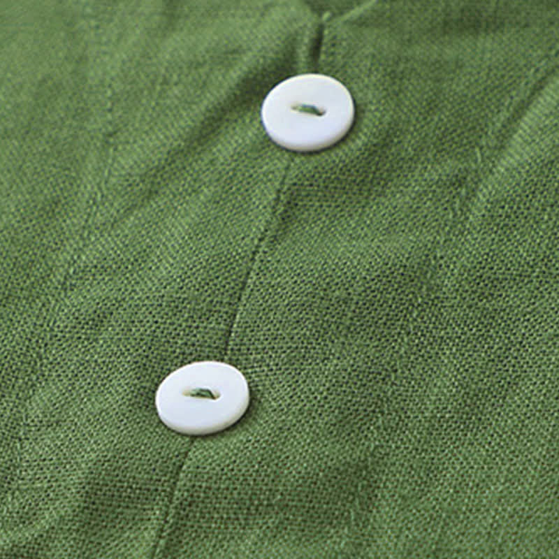 Abito midi senza maniche a tinta unita con scollo a V e bottoni semplici, modello Buddha Stones Daily Casual. - image 14