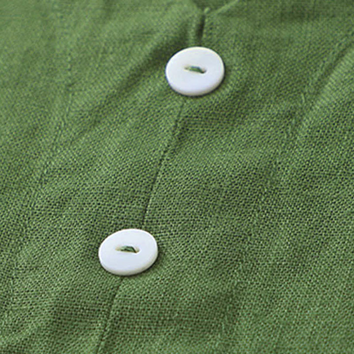 Abito midi senza maniche a tinta unita con scollo a V e bottoni semplici, modello Buddha Stones Daily Casual. - image 14