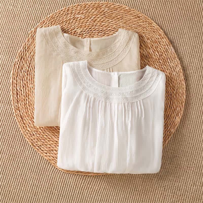 Buddha Stones T-shirt da donna a maniche lunghe, elegante, casual, con ricami, tinta unita, per primavera/estate. - image 12