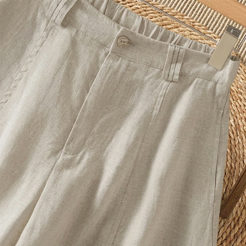 Buddha Stones Pantaloni casual primavera/estate a tinta unita con cerniera, modello alla caviglia, da donna a gamba larga con tasca. - image 6