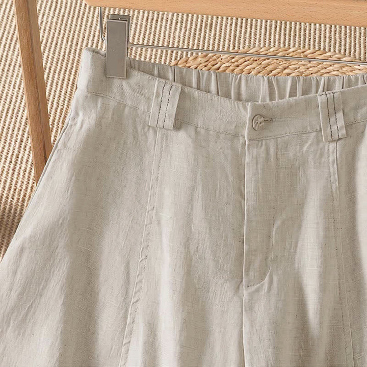 Buddha Stones Pantaloni casual primavera/estate a tinta unita con cerniera, modello alla caviglia, da donna a gamba larga con tasca. - image 2
