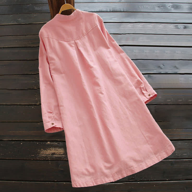 Camicia da donna a maniche lunghe con bottoni e tasche, con Buddha Stones. - image 6