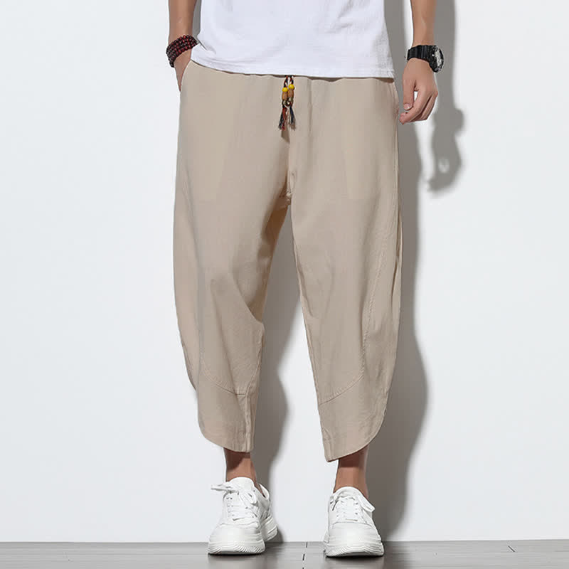 Pantaloni harem da uomo casual estivi con coulisse, lunghezza 7-8, con tasche, con stampa Buddha Stones. - image 13