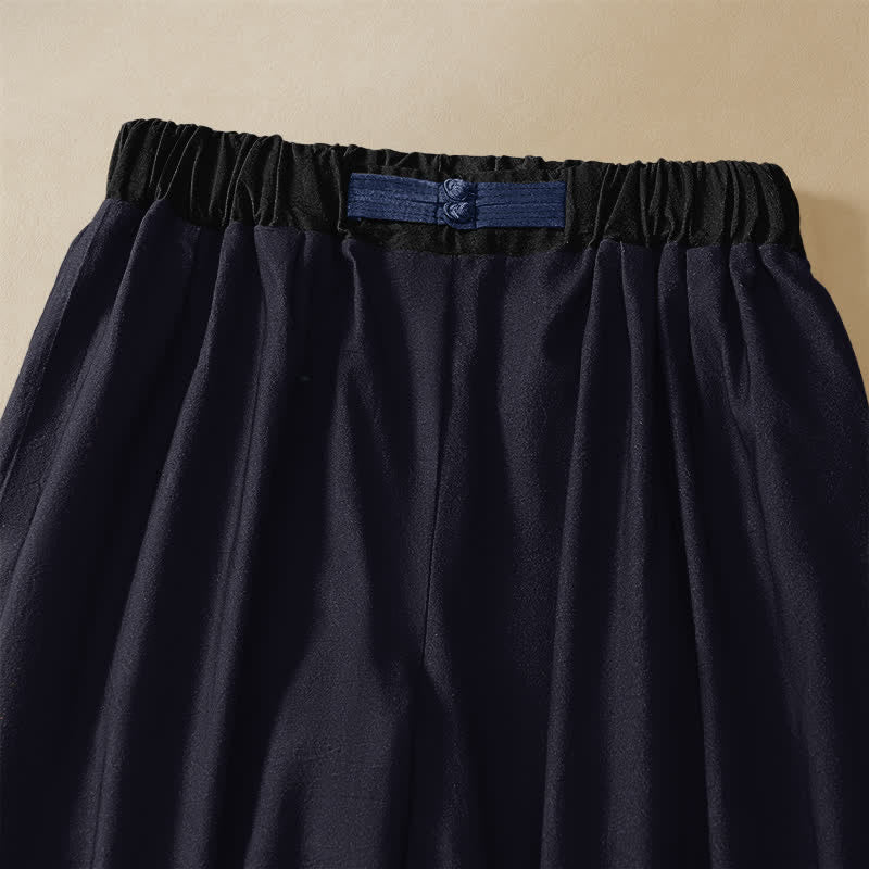 Buddha Stones Pantaloni harem da donna in puro cotone con motivo a carpe koi orientali, bottoni a rana e vita elasticizzata, con tasche. - image 2