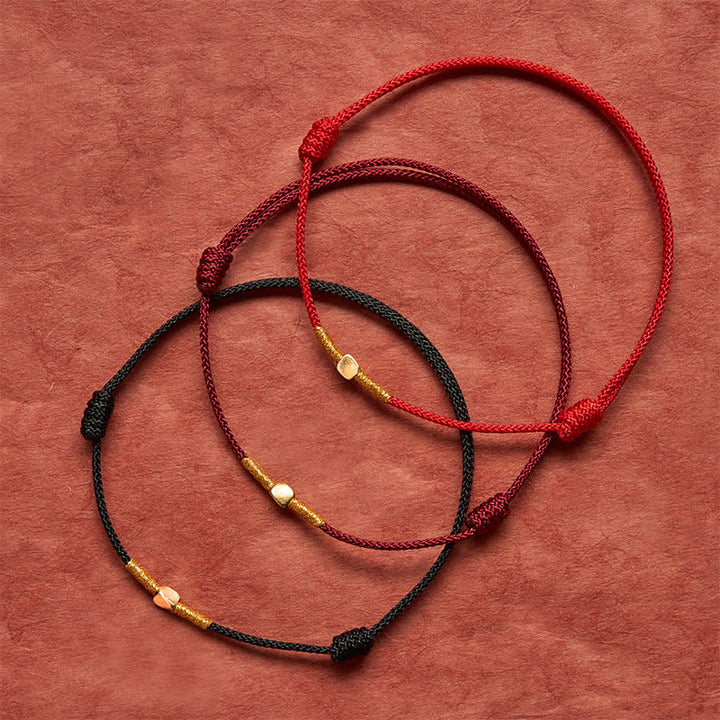 Buddha Stones Bracciale a corda intrecciata protettiva in argento sterling 925 con perline dorate. - image 12