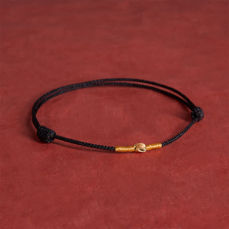 Buddha Stones Bracciale a corda intrecciata protettiva in argento sterling 925 con perline dorate. - Nero (Circonferenza del polso: 16-18 cm) - image 9
