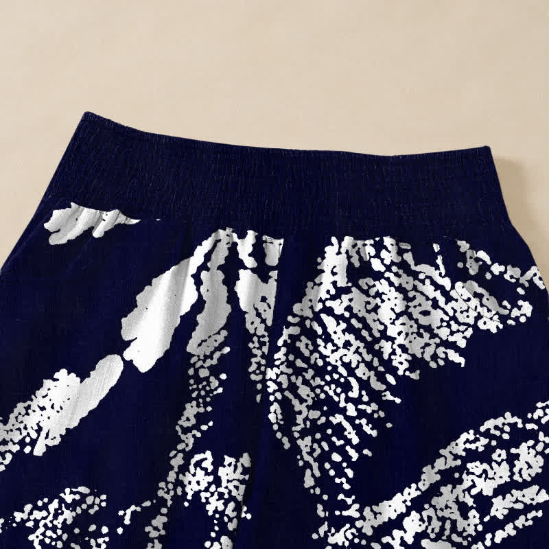 Buddha Stones Pantaloni harem da donna in cotone bianco con motivo floreale di loto, plissettati e vita elasticizzata, con tasche. - image 4