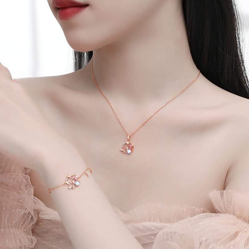 Buddha Stones Collana a forma di farfalla e ghirlanda trasformabile in argento sterling 925 con pietra di luna. - image 2