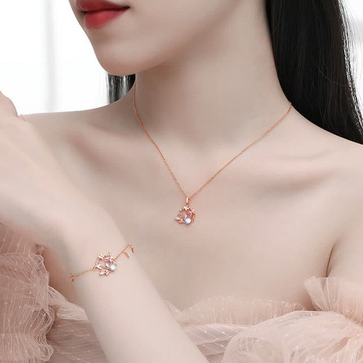 Buddha Stones Collana a forma di farfalla e ghirlanda trasformabile in argento sterling 925 con pietra di luna. - image 2