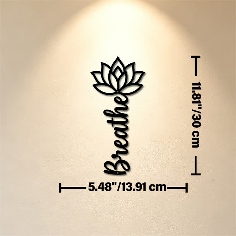 Buddha Stones Lotus Breathe - Nuovi Inizi - Decorazione murale verticale in ferro con simboli significativi - Circa 13,91 cm x 30 cm x 0,1 cm / 5,48 pollici x 11,81 pollici x 0,04 pollici - image 4