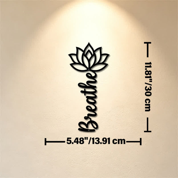 Buddha Stones Lotus Breathe - Nuovi Inizi - Decorazione murale verticale in ferro con simboli significativi - Circa 13,91 cm x 30 cm x 0,1 cm / 5,48 pollici x 11,81 pollici x 0,04 pollici - image 4