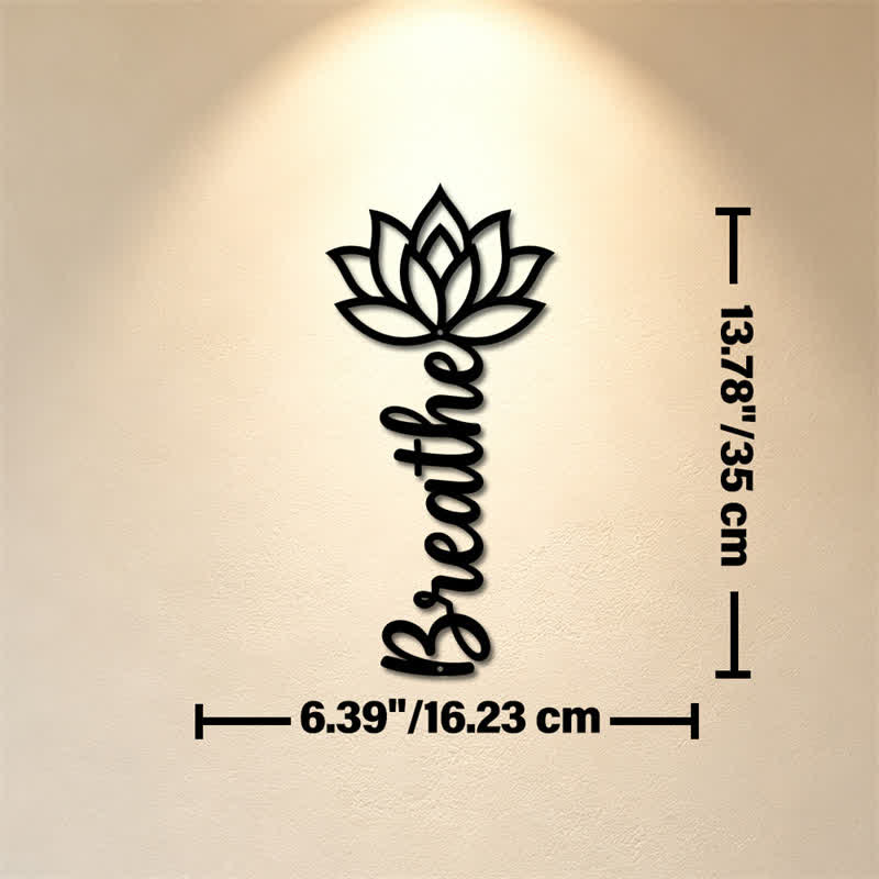 Buddha Stones Lotus Breathe - Nuovi Inizi - Decorazione murale verticale in ferro con simboli significativi - Circa 16,23 cm x 35 cm x 0,1 cm / 6,39 pollici x 13,78 pollici x 0,04 pollici - image 6