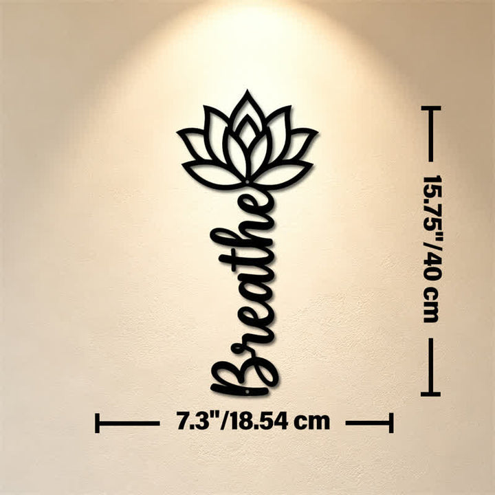 Buddha Stones Lotus Breathe - Nuovi Inizi - Decorazione murale verticale in ferro con simboli significativi - Circa 18,54 cm x 40 cm x 0,1 cm / 7,30 pollici x 15,75 pollici x 0,04 pollici - image 8