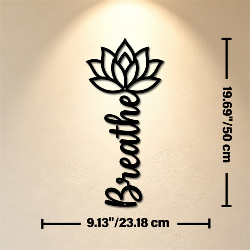 Buddha Stones Lotus Breathe - Nuovi Inizi - Decorazione murale verticale in ferro con simboli significativi - Circa 23,18 cm x 50 cm x 0,12 cm / 9,13 pollici x 19,69 pollici x 0,05 pollici - image 9