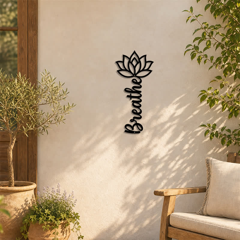 Buddha Stones Lotus Breathe - Nuovi Inizi - Decorazione murale verticale in ferro con simboli significativi - image 5