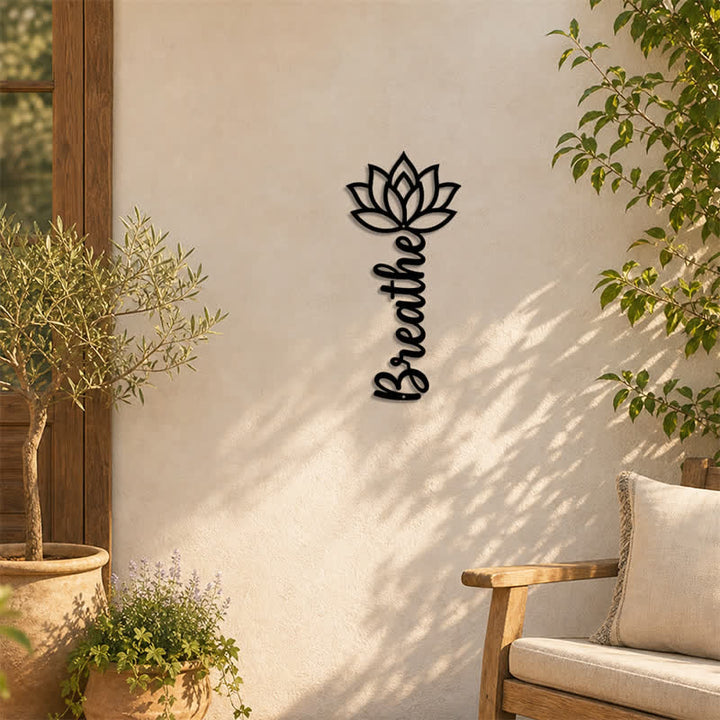 Buddha Stones Lotus Breathe - Nuovi Inizi - Decorazione murale verticale in ferro con simboli significativi - image 5