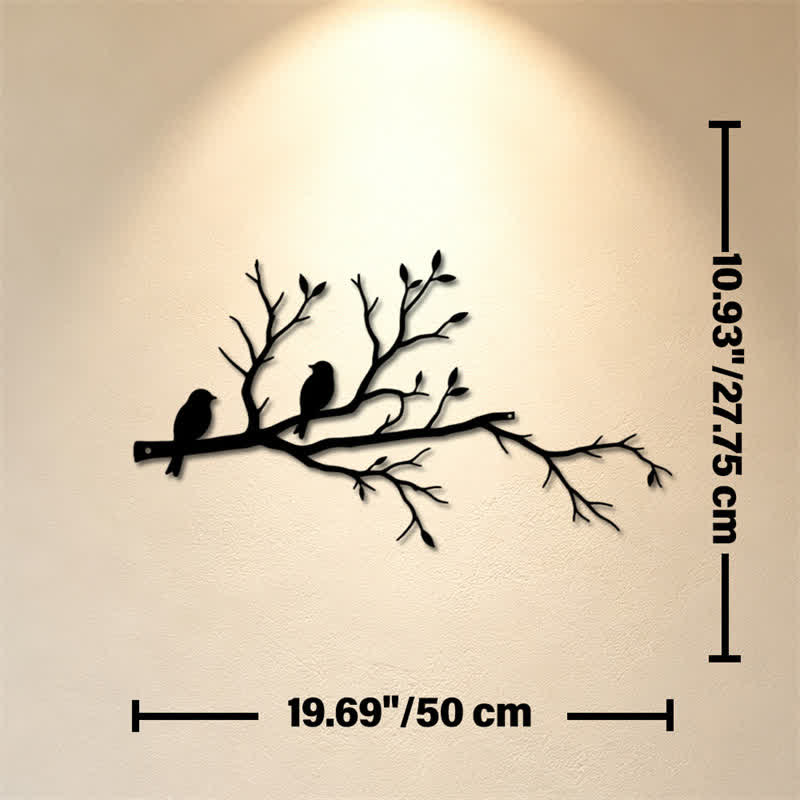 Buddha Stones Decorazione murale in ferro con silhouette di due uccelli su un ramo, simboli significativi. - Circa 50 cm x 27,75 cm x 0,12 cm / 19,69 pollici x 10,93 pollici x 0,05 pollici - image 8