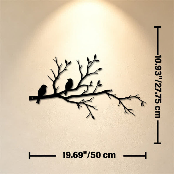 Buddha Stones Decorazione murale in ferro con silhouette di due uccelli su un ramo, simboli significativi. - Circa 50 cm x 27,75 cm x 0,12 cm / 19,69 pollici x 10,93 pollici x 0,05 pollici - image 8