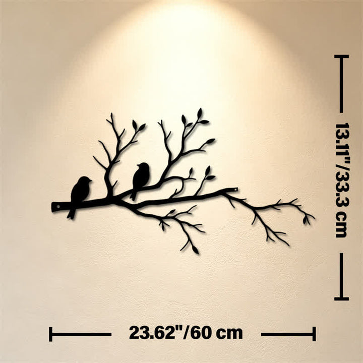 Buddha Stones Decorazione murale in ferro con silhouette di due uccelli su un ramo, simboli significativi. - Circa 60 cm x 33,30 cm x 0,12 cm / 23,62 pollici x 13,11 pollici x 0,05 pollici - image 10