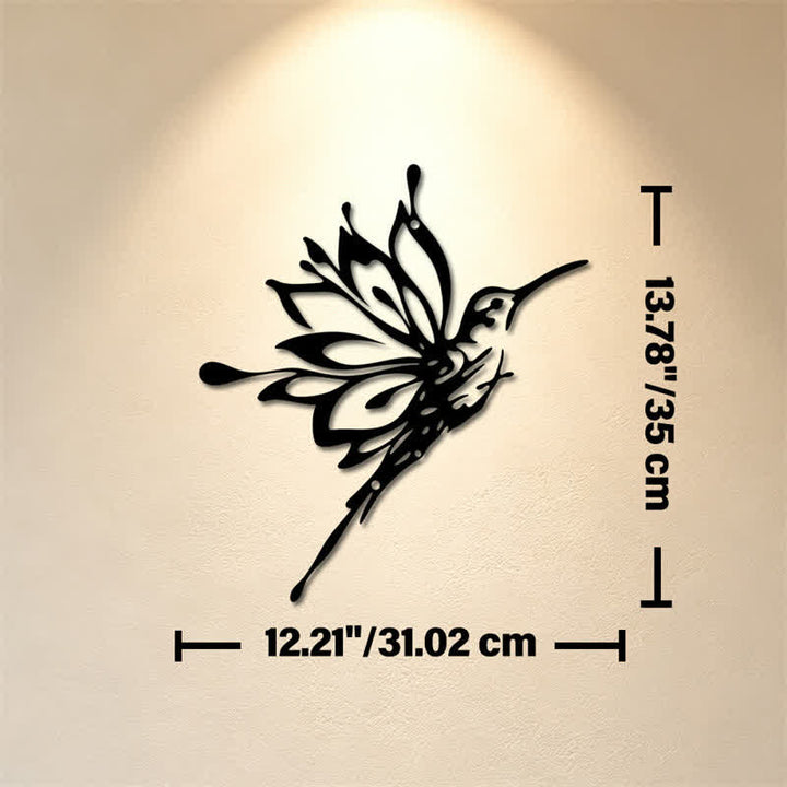 Buddha Stones Decorazione murale con silhouette in ferro nero opaco raffigurante un colibrì loto, nuovi inizi e simboli significativi. - Circa 31,02 cm x 35 cm x 0,1 cm / 12,21 pollici x 13,78 pollici x 0,04 pollici - image 6