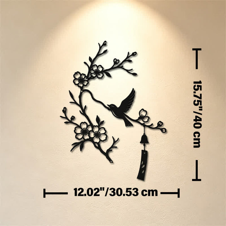 Buddha Stones Decorazione murale in ferro con uccelli e rami fioriti, simboli significativi. - Nero - Circa 30,53 cm x 40 cm x 0,1 cm / 12,02 pollici x 15,75 pollici x 0,04 pollici - image 8