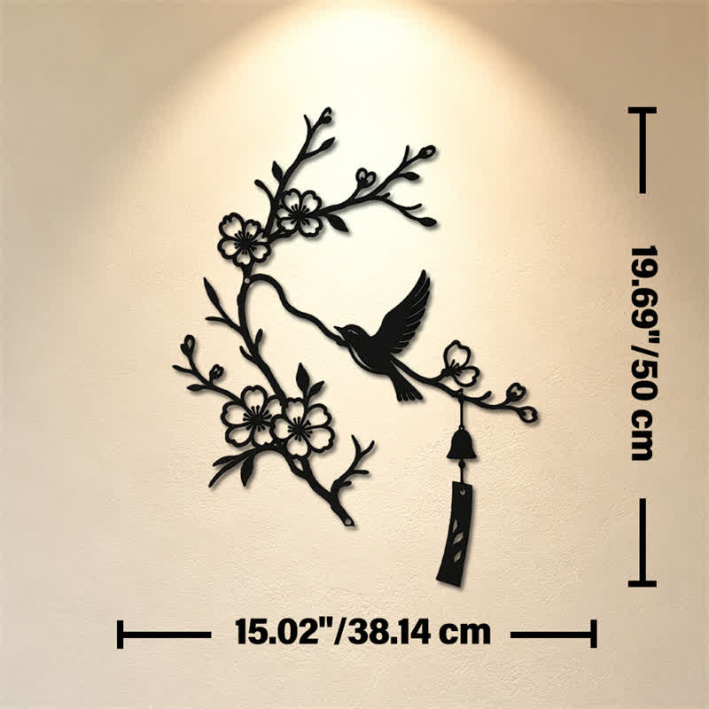 Buddha Stones Decorazione murale in ferro con uccelli e rami fioriti, simboli significativi. - Nero - Circa 38,14 cm x 50 cm x 0,12 cm / 15,02 pollici x 19,69 pollici x 0,05 pollici - image 10