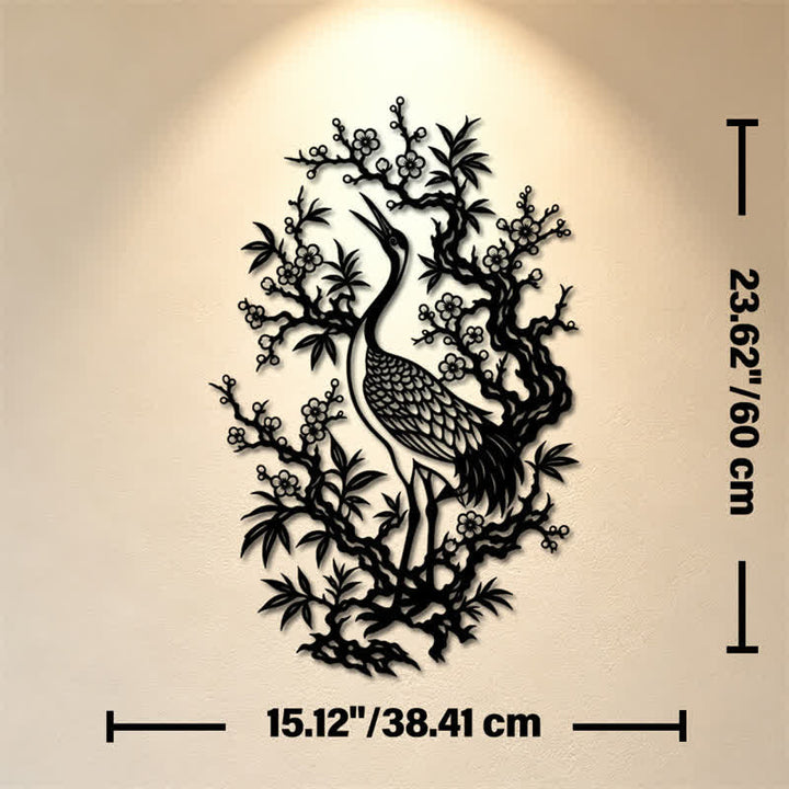 Buddha Stones Gru in metallo e fiore di pruno, decorazione murale in ferro con simboli zen significativi - Circa 38,41 cm x 60 cm x 0,12 cm / 15,12 pollici x 23,62 pollici x 0,05 pollici - image 11