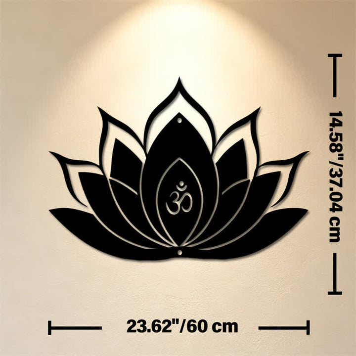 Buddha Stones Silhouette di loto OM, simbolo zen, in ferro, decorazione murale con simboli significativi - Circa 60 cm x 37,04 cm x 0,12 cm / 23,62 pollici x 14,58 pollici x 0,05 pollici - image 12