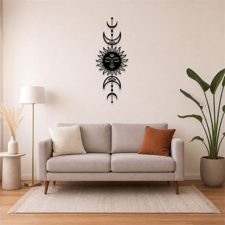 Buddha Stones Decorazione murale in ferro con simboli significativi di loto, sole e luna in stile boho e intuizione. - image 10