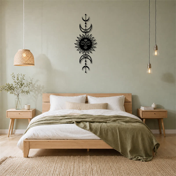 Buddha Stones Decorazione murale in ferro con simboli significativi di loto, sole e luna in stile boho e intuizione. - image 11