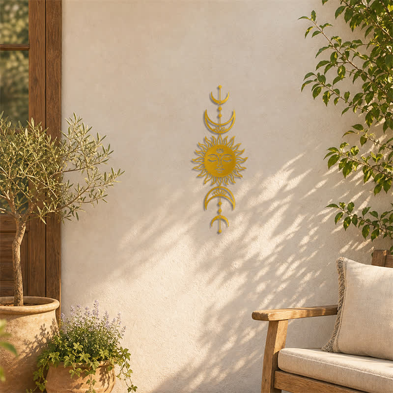 Buddha Stones Decorazione murale in ferro con simboli significativi di loto, sole e luna in stile boho e intuizione. - image 17
