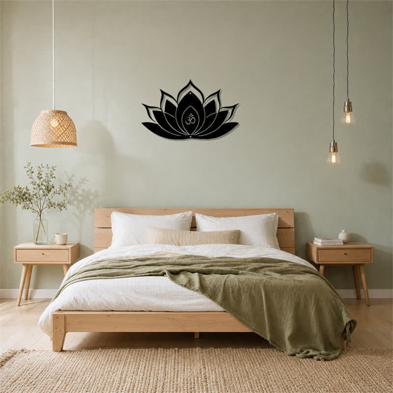 Buddha Stones Silhouette di loto OM, simbolo zen, in ferro, decorazione murale con simboli significativi - image 13