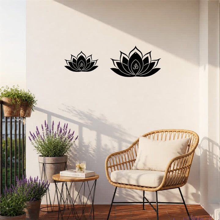 Buddha Stones Silhouette di loto OM, simbolo zen, in ferro, decorazione murale con simboli significativi - image 2