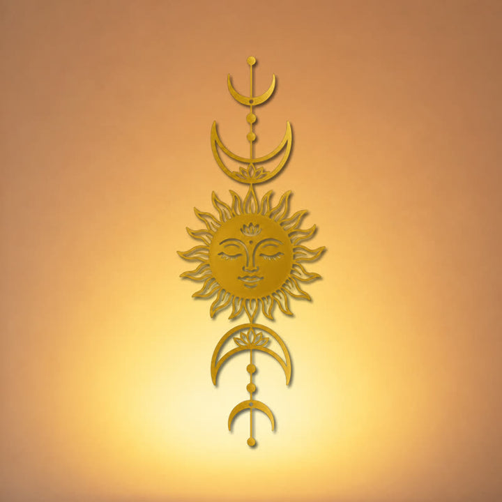 Buddha Stones Decorazione murale in ferro con simboli significativi di loto, sole e luna in stile boho e intuizione. - image 12
