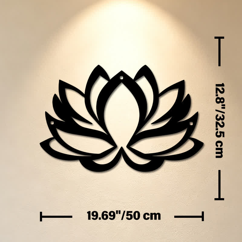 Buddha Stones Arte murale con simboli significativi di loto, illuminazione zen e ferro in metallo nero. - Circa 50 cm x 32,5 cm x 0,12 cm / 19,69 pollici x 12,80 pollici x 0,05 pollici - image 10
