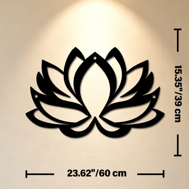 Buddha Stones Arte murale con simboli significativi di loto, illuminazione zen e ferro in metallo nero. - Circa 60 cm x 39 cm x 0,12 cm / 23,62 pollici x 15,35 pollici x 0,05 pollici - image 12
