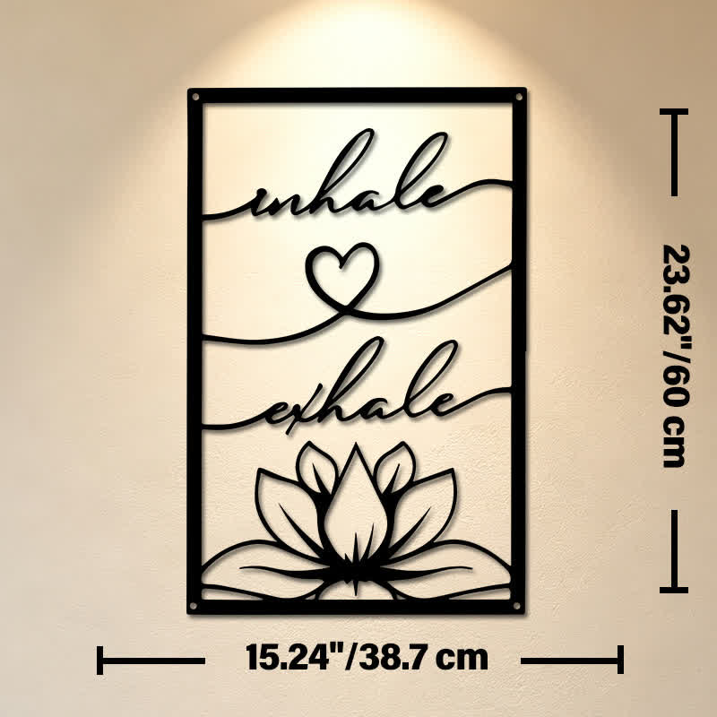 Buddha Stones Inspira Espira Loto Zen Ferro Metallo Simboli Significativi Quadro da Parete - Circa 38,7 cm x 60 cm x 0,12 cm / 15,24 pollici x 23,62 pollici x 0,05 pollici - image 12