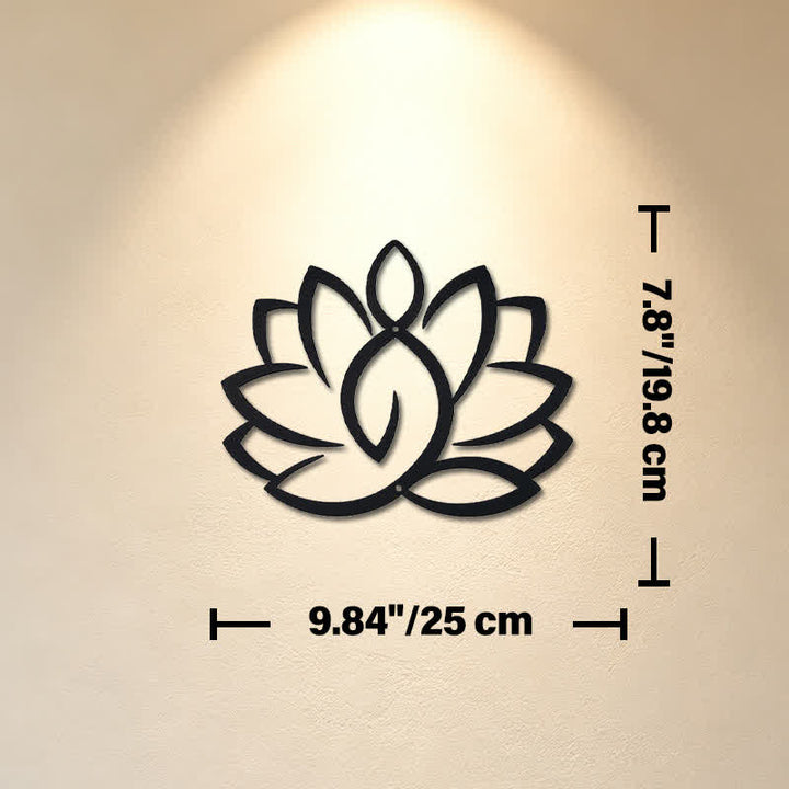 Buddha Stones Arte murale con simboli significativi di loto, illuminazione e ferro in black metal. - Circa 25 cm x 19,8 cm x 0,1 cm / 9,84 pollici x 7,80 pollici x 0,04 pollici - image 2