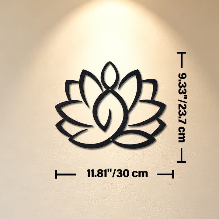 Buddha Stones Arte murale con simboli significativi di loto, illuminazione e ferro in black metal. - Circa 30 cm x 23,7 cm x 0,1 cm / 11,81 pollici x 9,33 pollici x 0,04 pollici - image 4