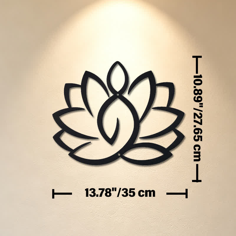 Buddha Stones Arte murale con simboli significativi di loto, illuminazione e ferro in black metal. - Circa 35 cm x 27,65 cm x 0,1 cm / 13,78 pollici x 10,89 pollici x 0,04 pollici - image 6
