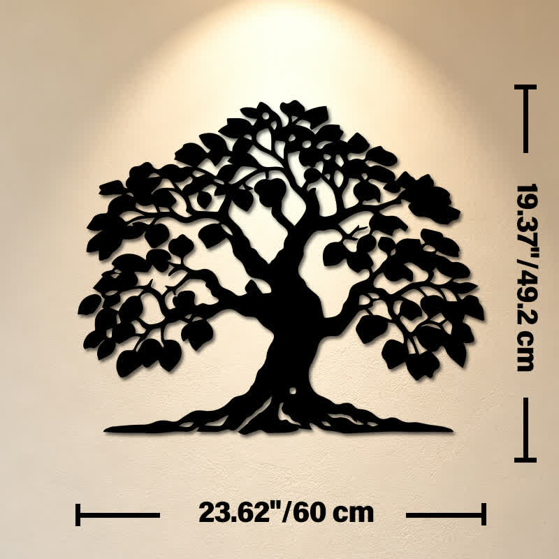 Buddha Stones Albero della Vita in Metallo, Silhouette dell'Unità, Ferro, Simboli Significativi, Decorazioni da Parete - Circa 60 cm x 49,2 cm x 0,12 cm / 23,62 pollici x 19,37 pollici x 0,05 pollici - image 12